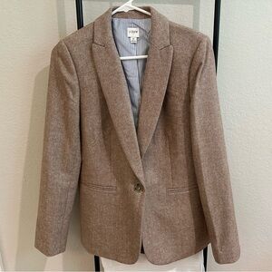 J. Crew Tan Blazer with Notched Lapels and Structured Shoulders
